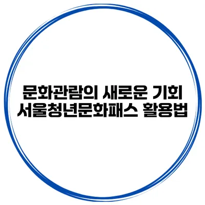 문화관람의 새로운 기회 서울청년문화패스 활용법