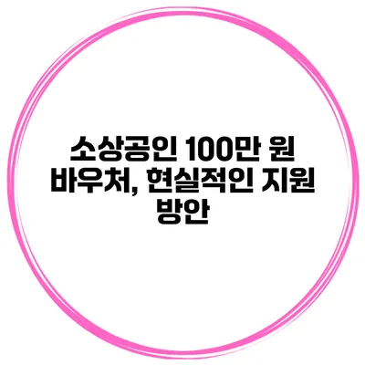 소상공인 100만 원 바우처, 현실적인 지원 방안