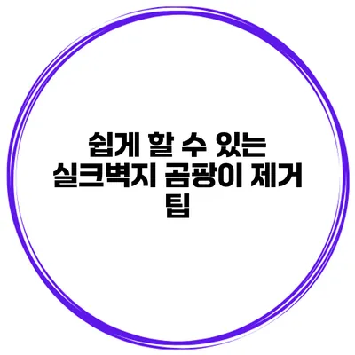 쉽게 할 수 있는 실크벽지 곰팡이 제거 팁