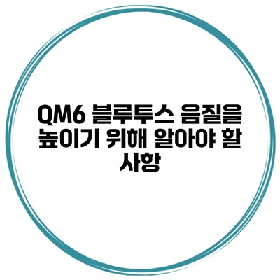 QM6 블루투스 음질을 높이기 위해 알아야 할 사항