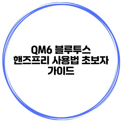 QM6 블루투스 핸즈프리 사용법 초보자 가이드