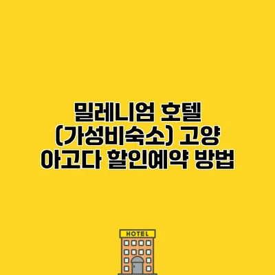밀레니엄 호텔 (가성비숙소) 고양 아고다 할인예약 방법