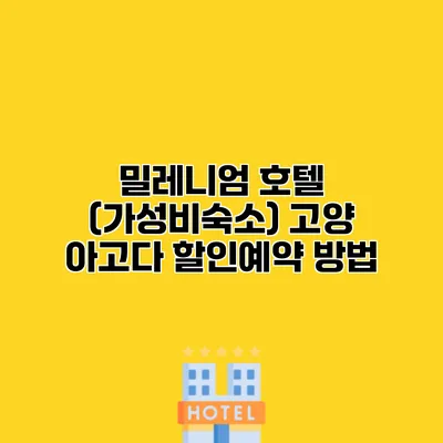 밀레니엄 호텔 (가성비숙소) 고양 아고다 할인예약 방법