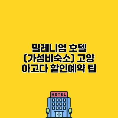 밀레니엄 호텔 (가성비숙소) 고양 아고다 할인예약 팁
