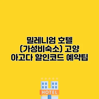 밀레니엄 호텔 (가성비숙소) 고양 아고다 할인코드 예약팁