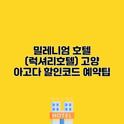 밀레니엄 호텔 (럭셔리호텔) 고양 아고다 할인코드 예약팁