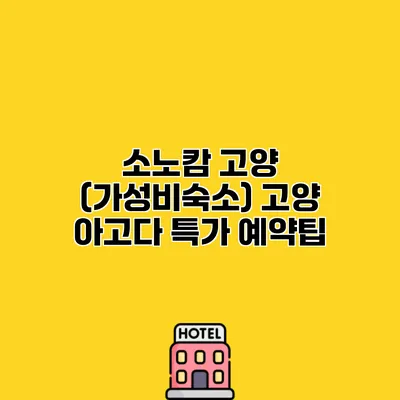 소노캄 고양 (가성비숙소) 고양 아고다 특가 예약팁