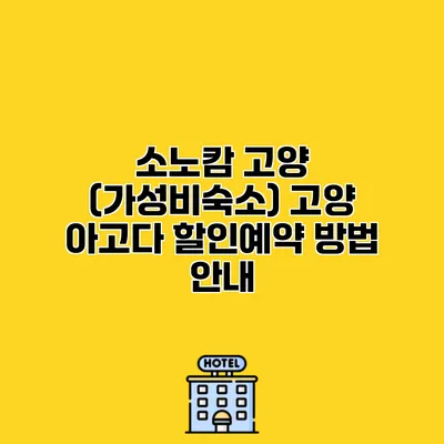 소노캄 고양 (가성비숙소) 고양 아고다 할인예약 방법 안내