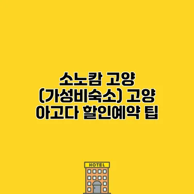 소노캄 고양 (가성비숙소) 고양 아고다 할인예약 팁