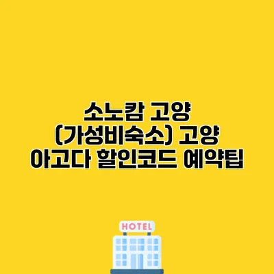 소노캄 고양 (가성비숙소) 고양 아고다 할인코드 예약팁