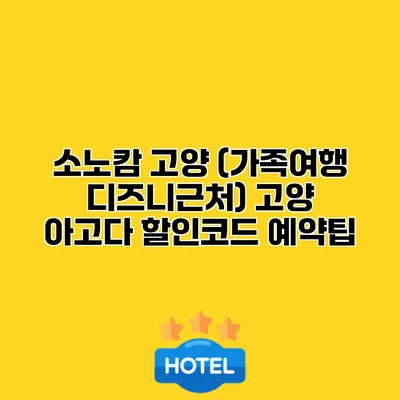 소노캄 고양 (가족여행 디즈니근처) 고양 아고다 할인코드 예약팁