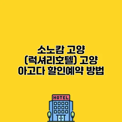 소노캄 고양 (럭셔리호텔) 고양 아고다 할인예약 방법