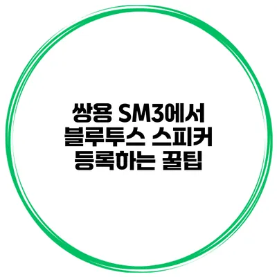 쌍용 SM3에서 블루투스 스피커 등록하는 꿀팁