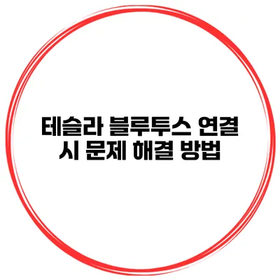 테슬라 블루투스 연결 시 문제 해결 방법