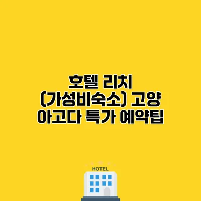 호텔 리치 (가성비숙소) 고양 아고다 특가 예약팁