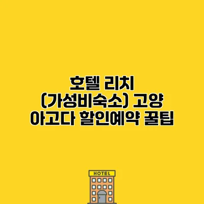호텔 리치 (가성비숙소) 고양 아고다 할인예약 꿀팁