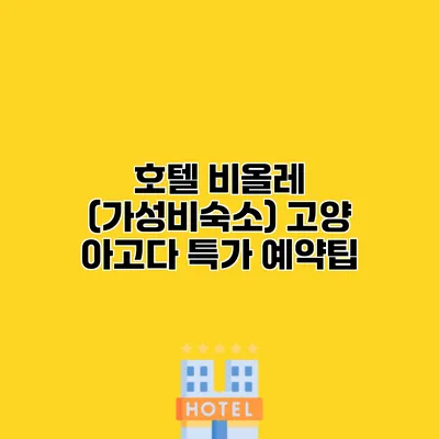 호텔 비올레 (가성비숙소) 고양 아고다 특가 예약팁