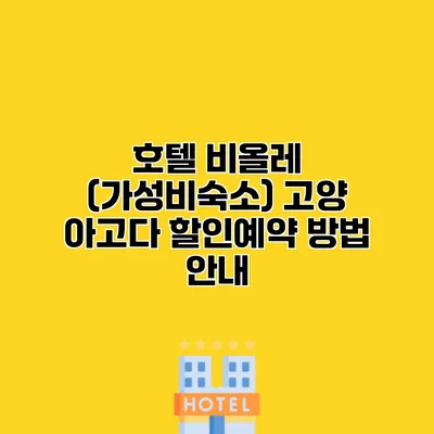 호텔 비올레 (가성비숙소) 고양 아고다 할인예약 방법 안내