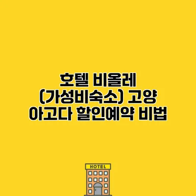 호텔 비올레 (가성비숙소) 고양 아고다 할인예약 비법