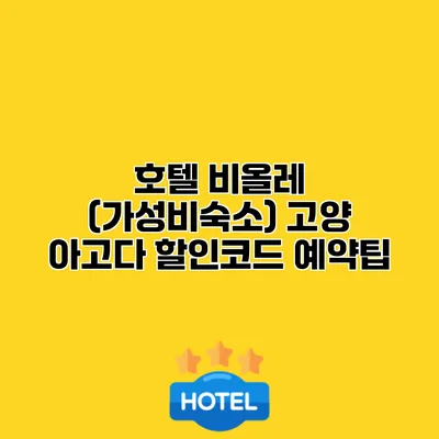 호텔 비올레 (가성비숙소) 고양 아고다 할인코드 예약팁