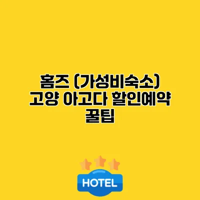 홈즈 (가성비숙소) 고양 아고다 할인예약 꿀팁